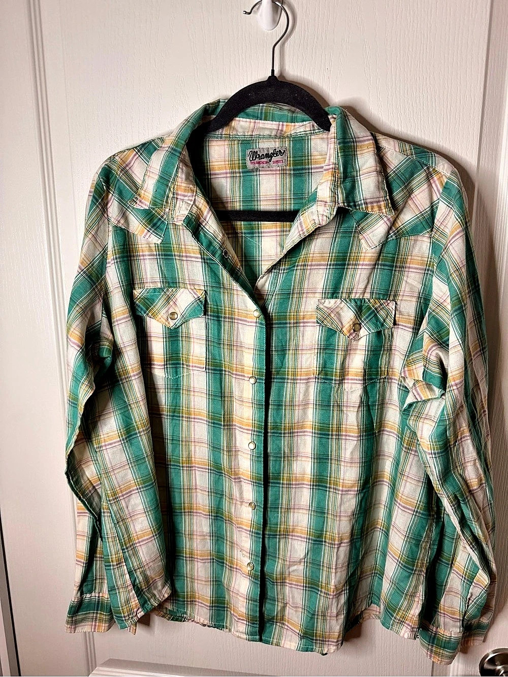Vintage Wrangler Wrancher Western Pearl Snap Plaid Shirt Women's Plaid Button Do